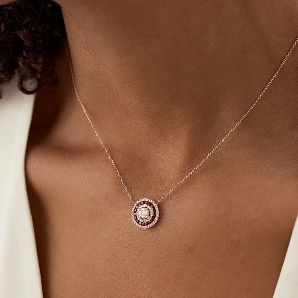 Round Diamond Ruby Necklace - Image 2