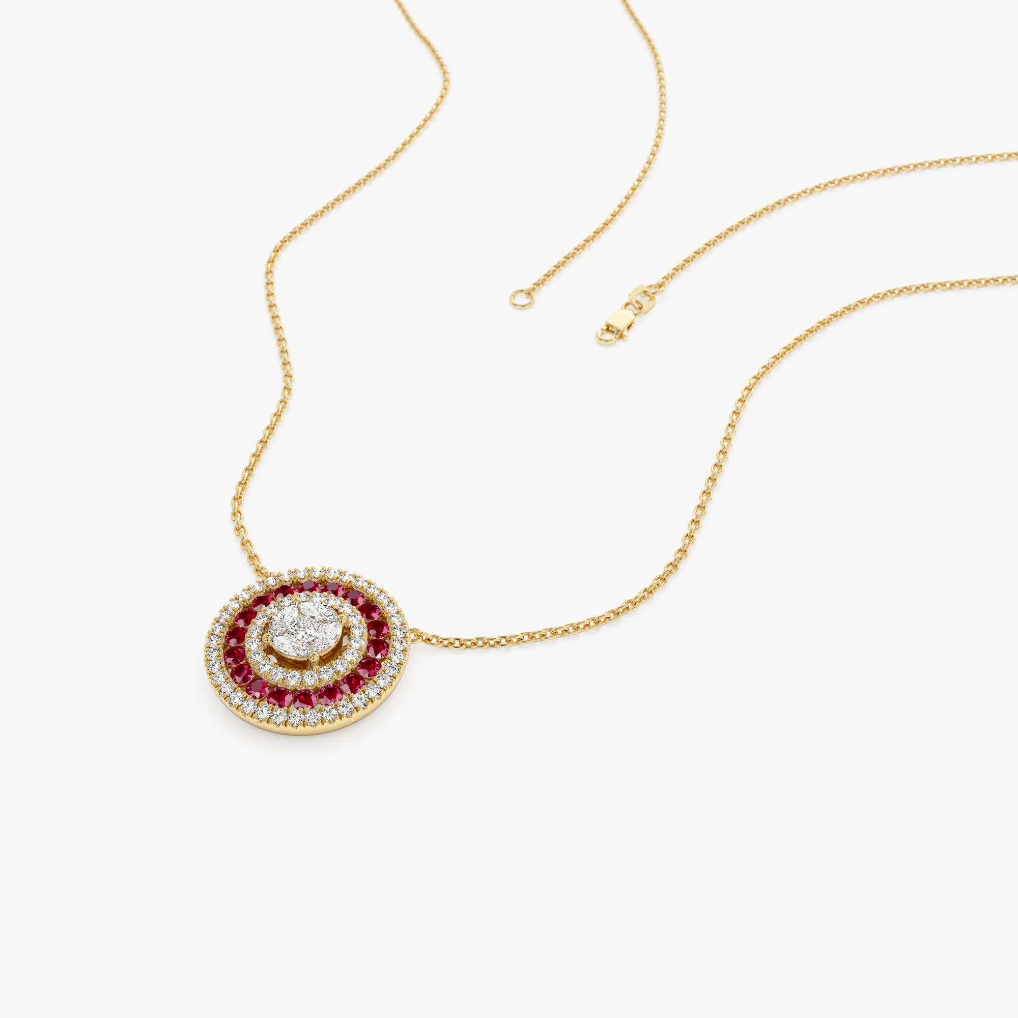 Round Diamond Ruby Necklace - Image 5