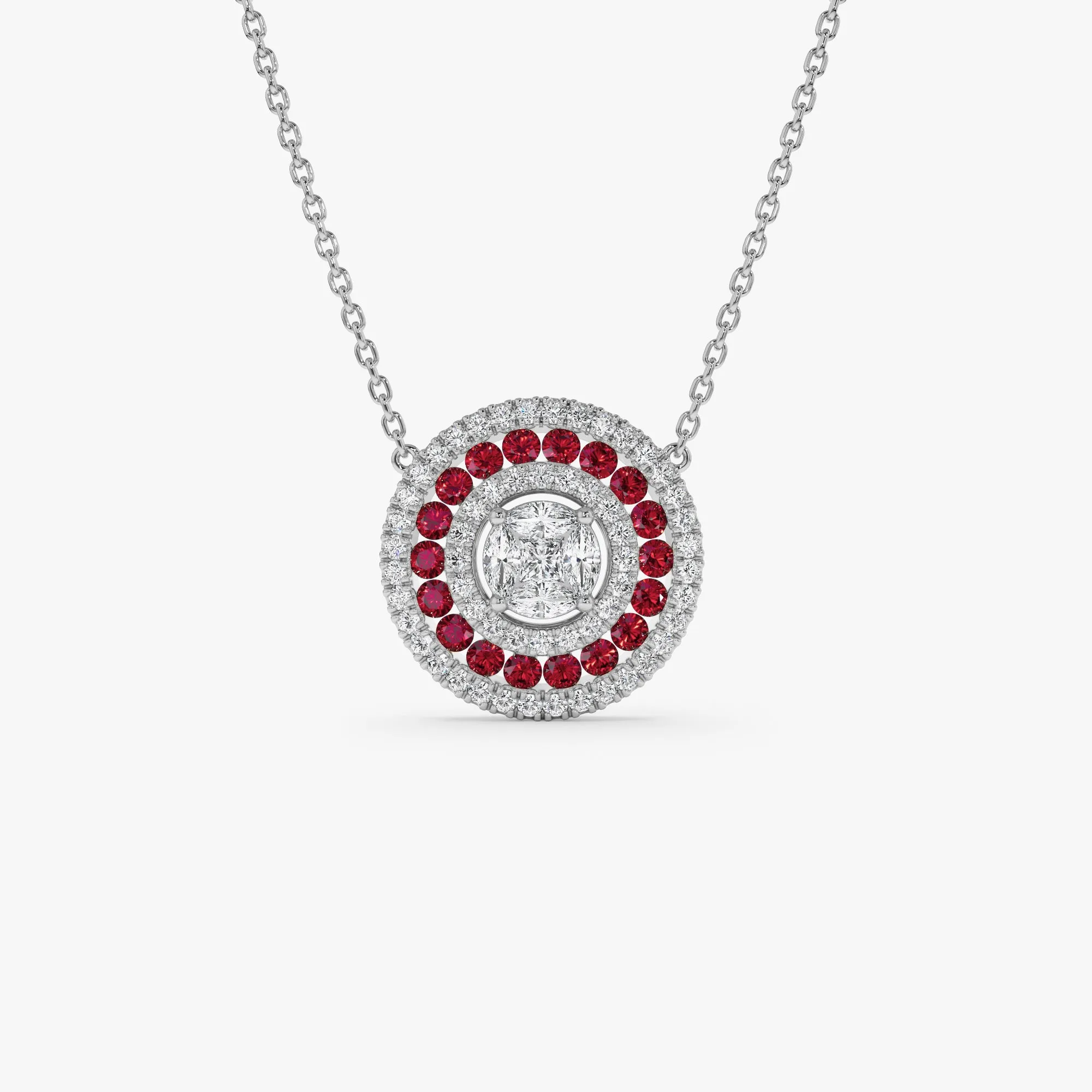 Round Diamond Ruby Necklace - Image 6
