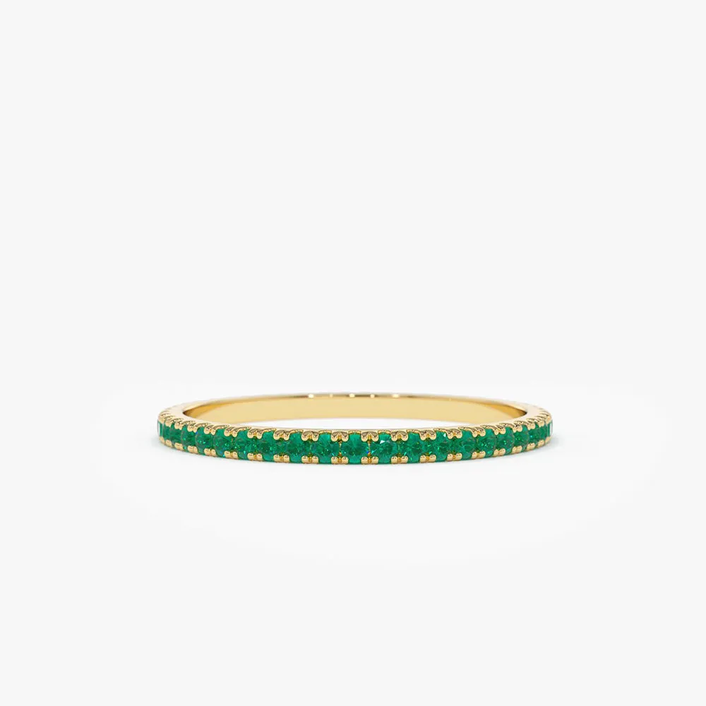 Round Emerald Eternity Band