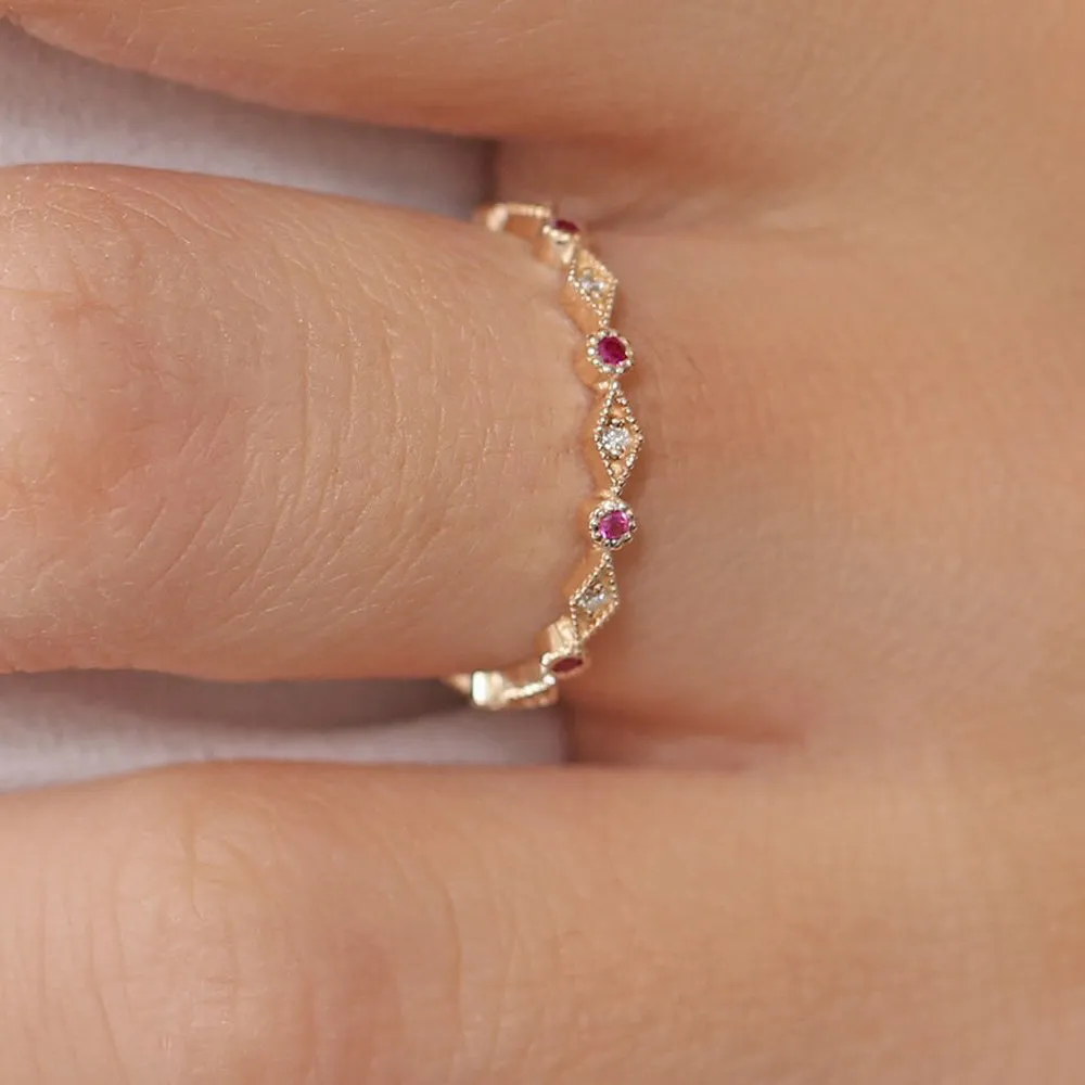 Ruby Art Deco Wedding Band - Image 2