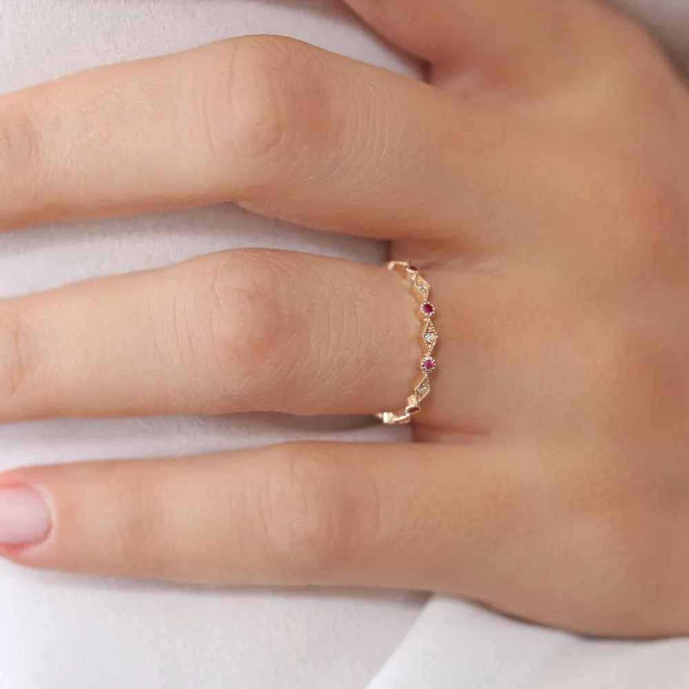 Ruby Art Deco Wedding Band - Image 3