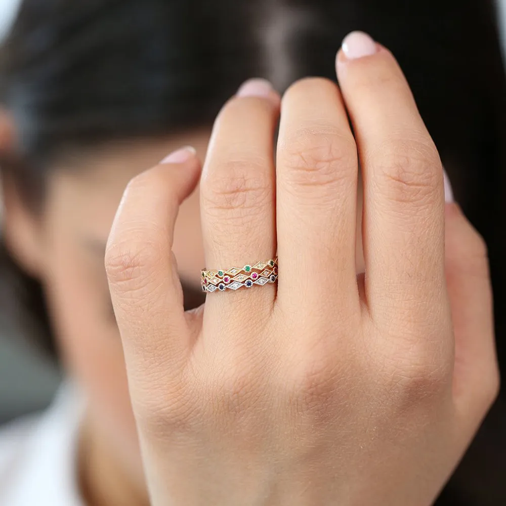 Ruby Art Deco Wedding Band - Image 4