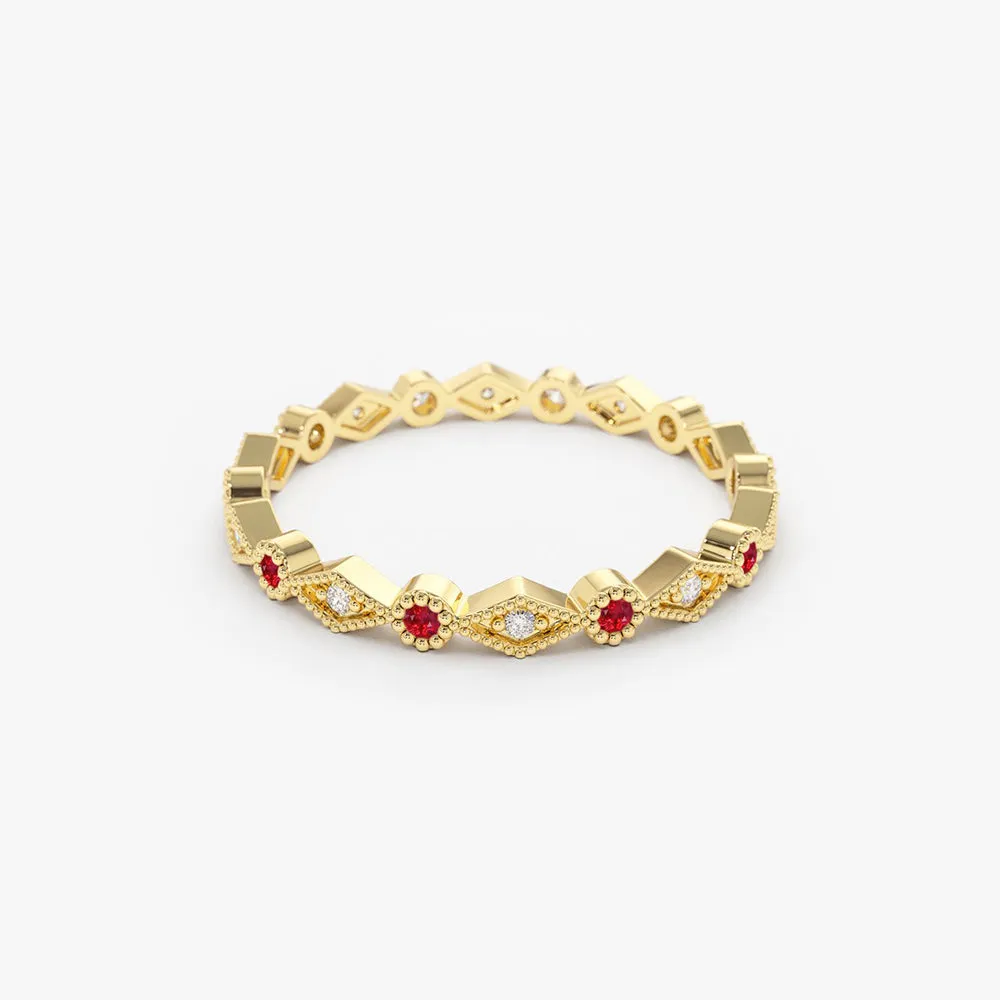 Ruby Art Deco Wedding Band - Image 8