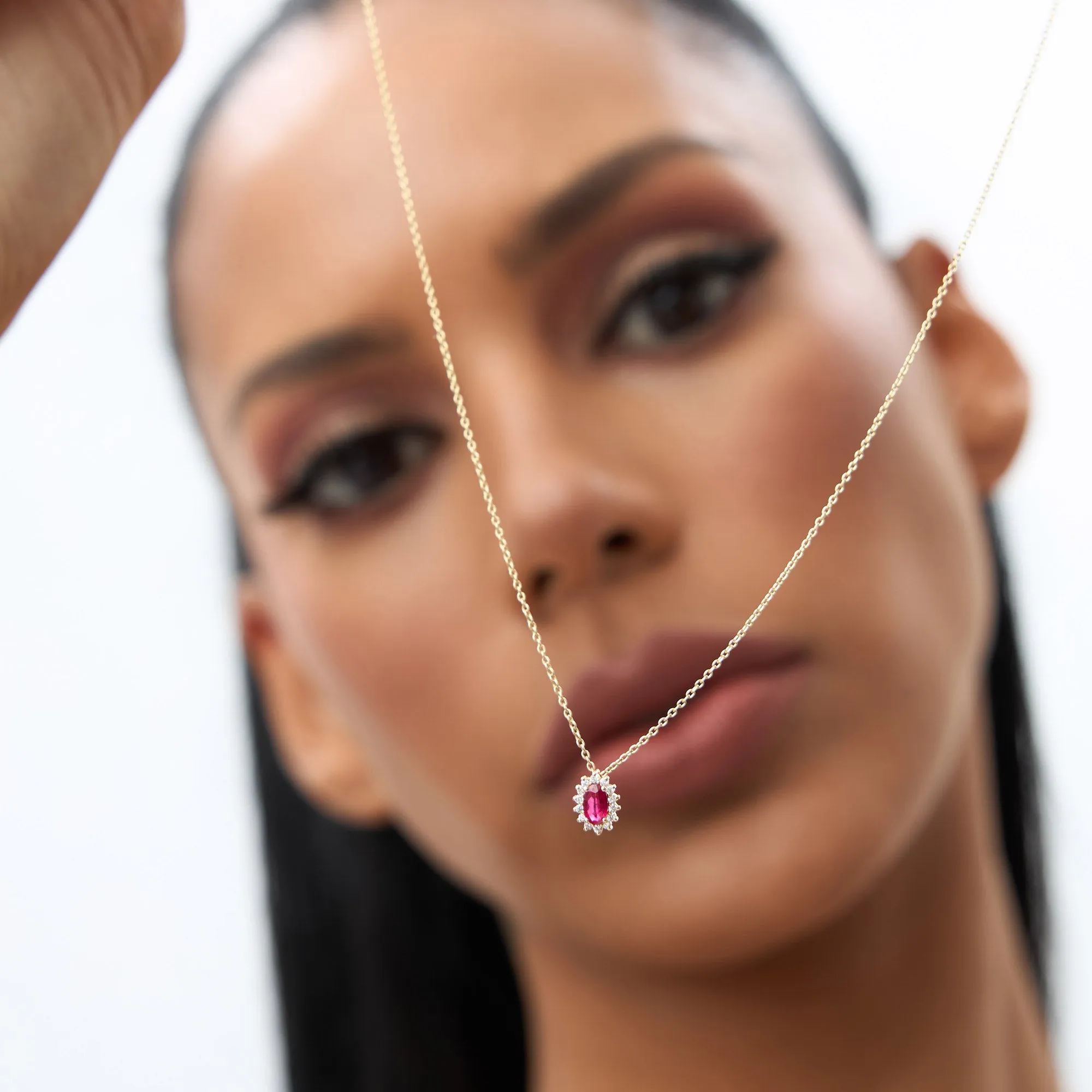 Ruby Necklace with Halo Diamonds - Image 5