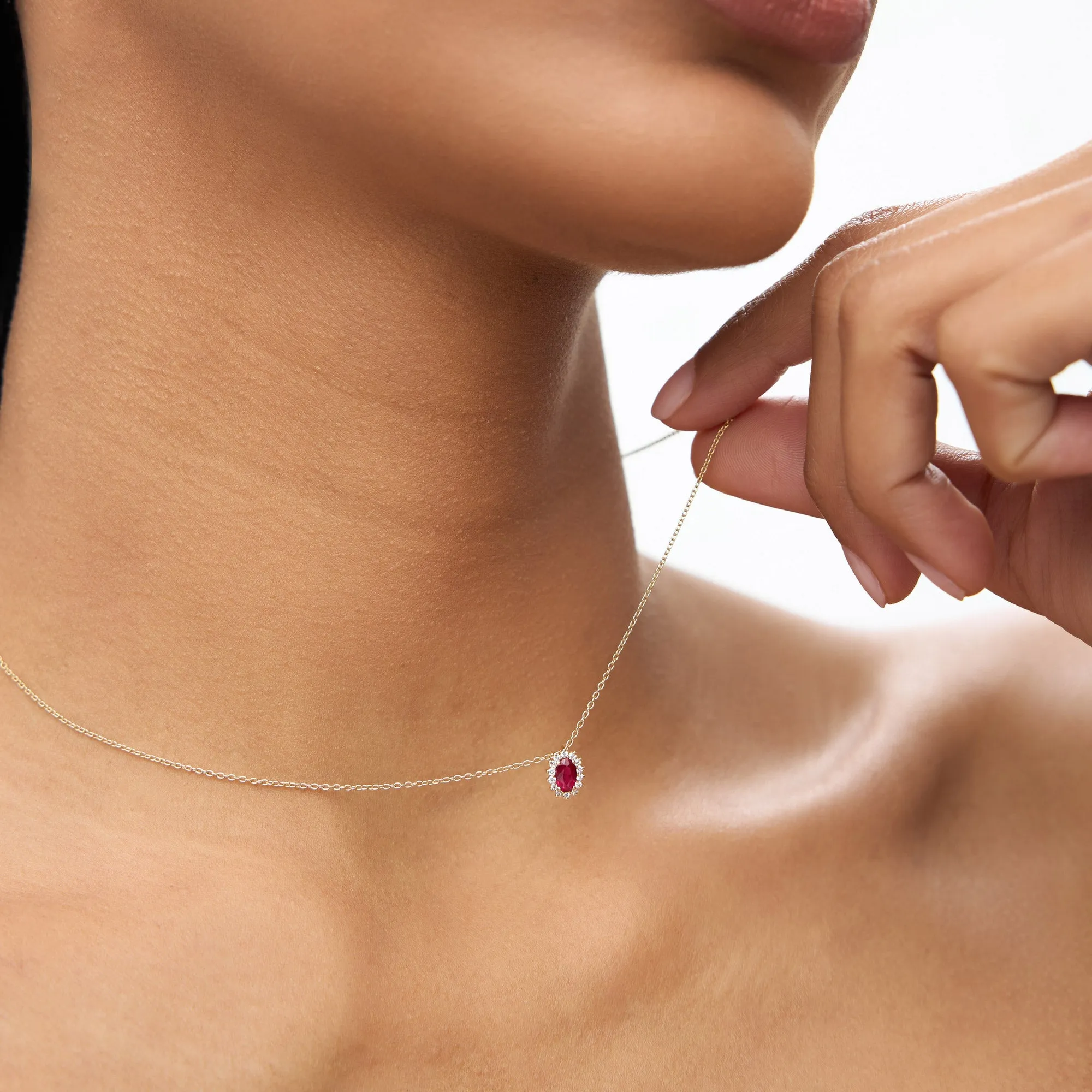 Ruby Necklace with Halo Diamonds - Image 2