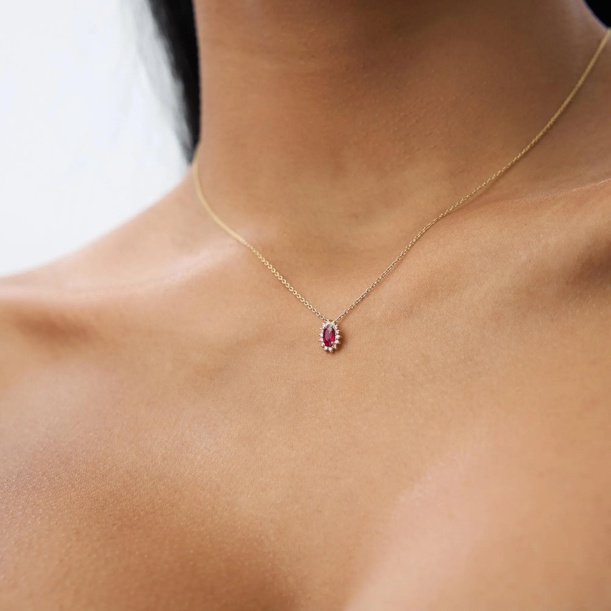 Ruby Necklace with Halo Diamonds - Image 3