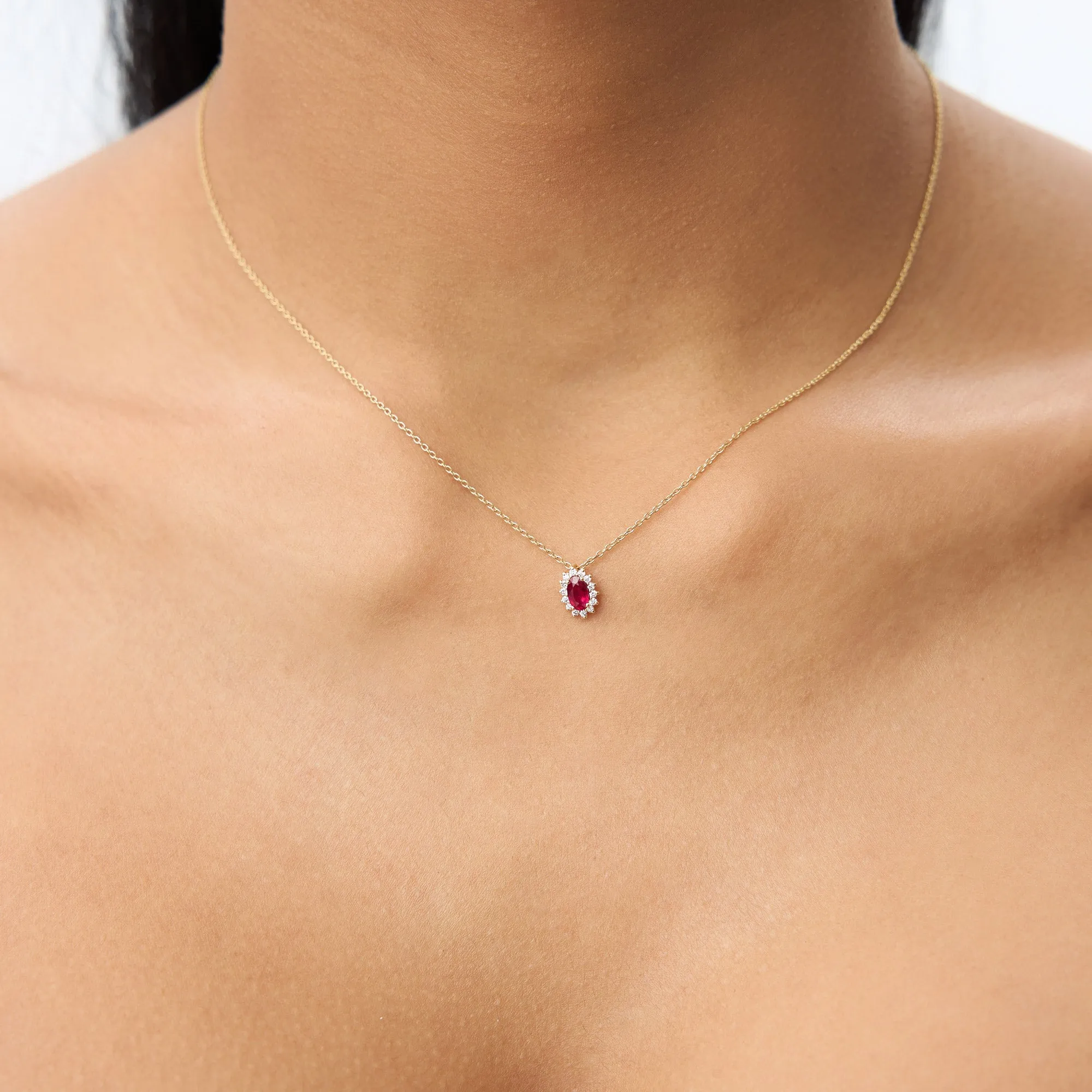 Ruby Necklace with Halo Diamonds - Image 4