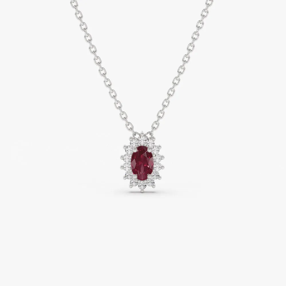 Ruby Necklace with Halo Diamonds - Image 6