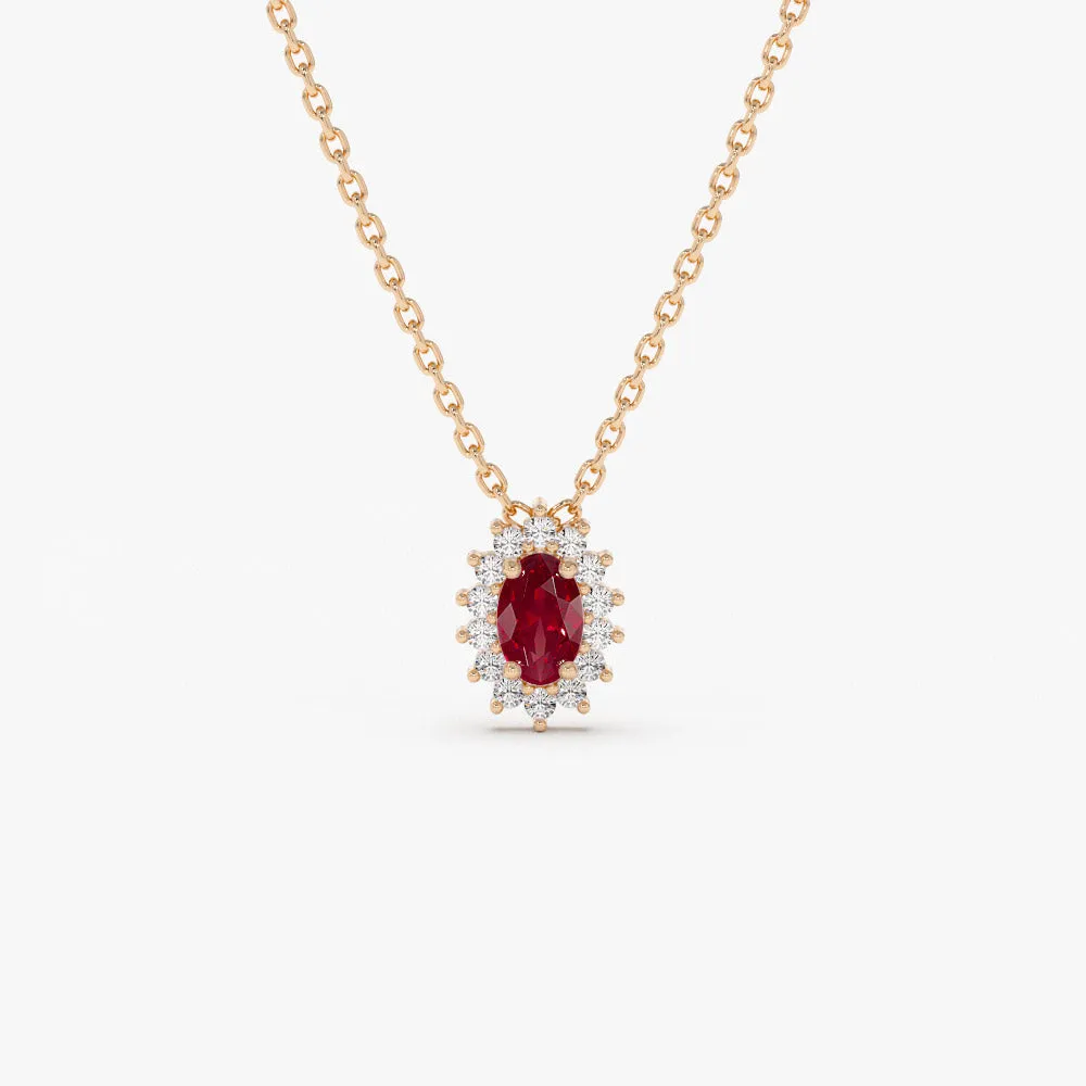 Ruby Necklace with Halo Diamonds - Image 7