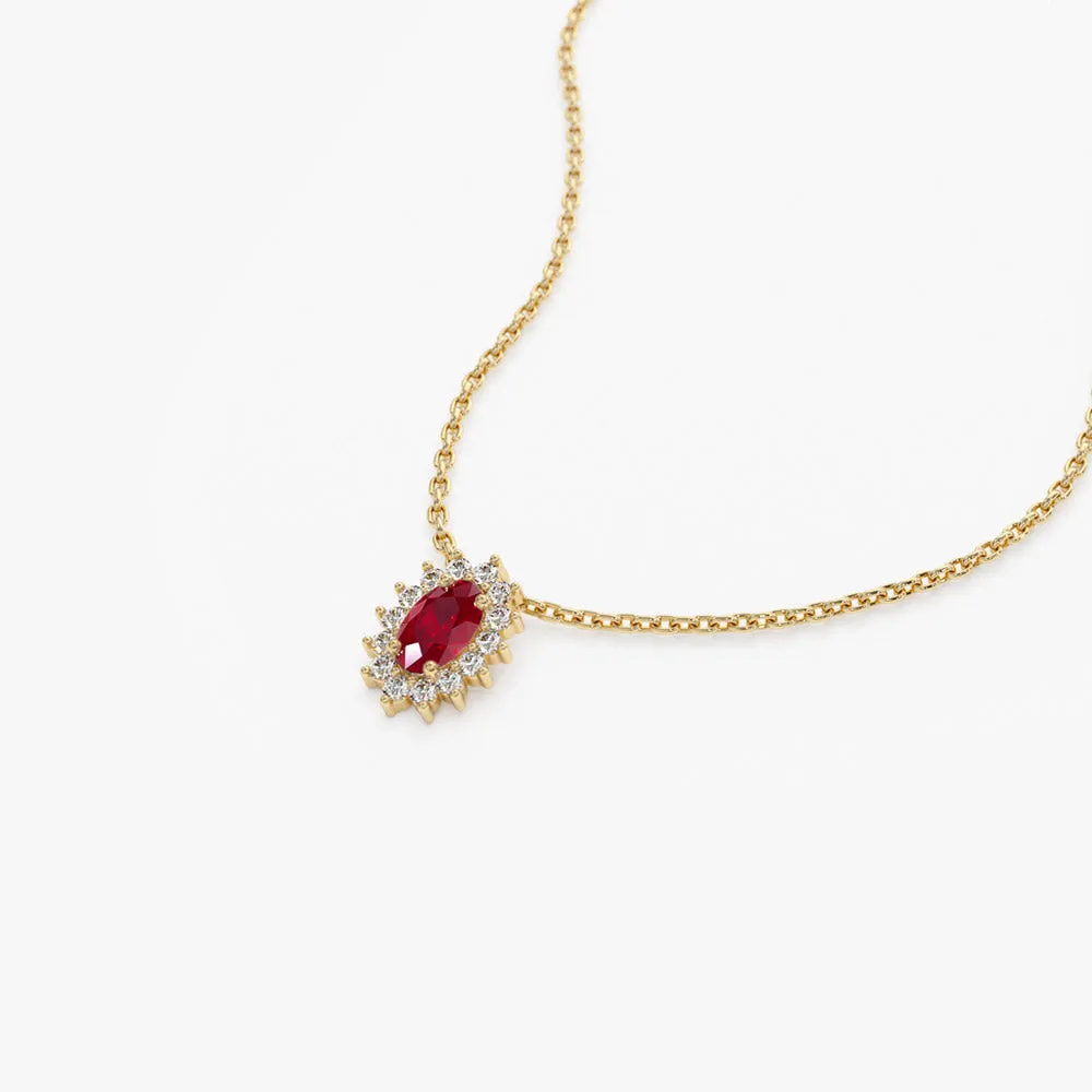 Ruby Necklace with Halo Diamonds - Image 8