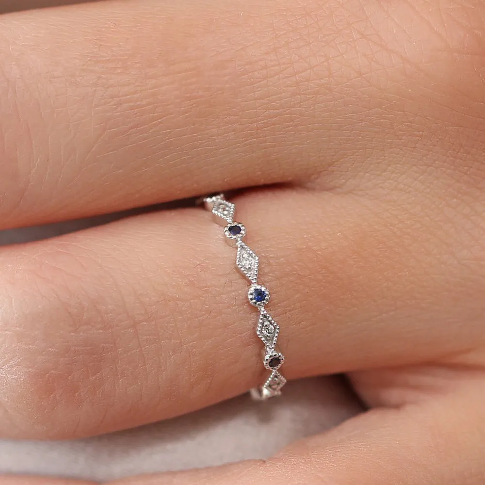 Sapphire Art Deco Wedding Band - Image 2