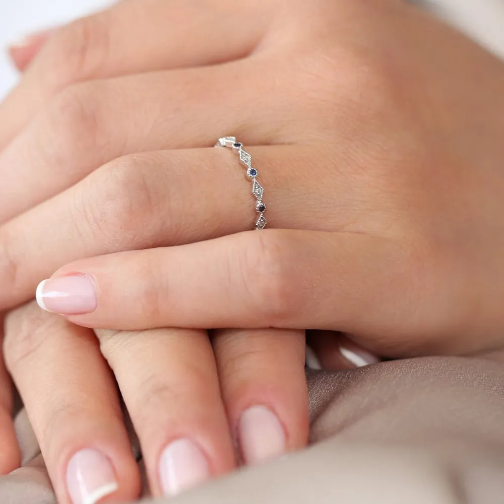 Sapphire Art Deco Wedding Band - Image 4