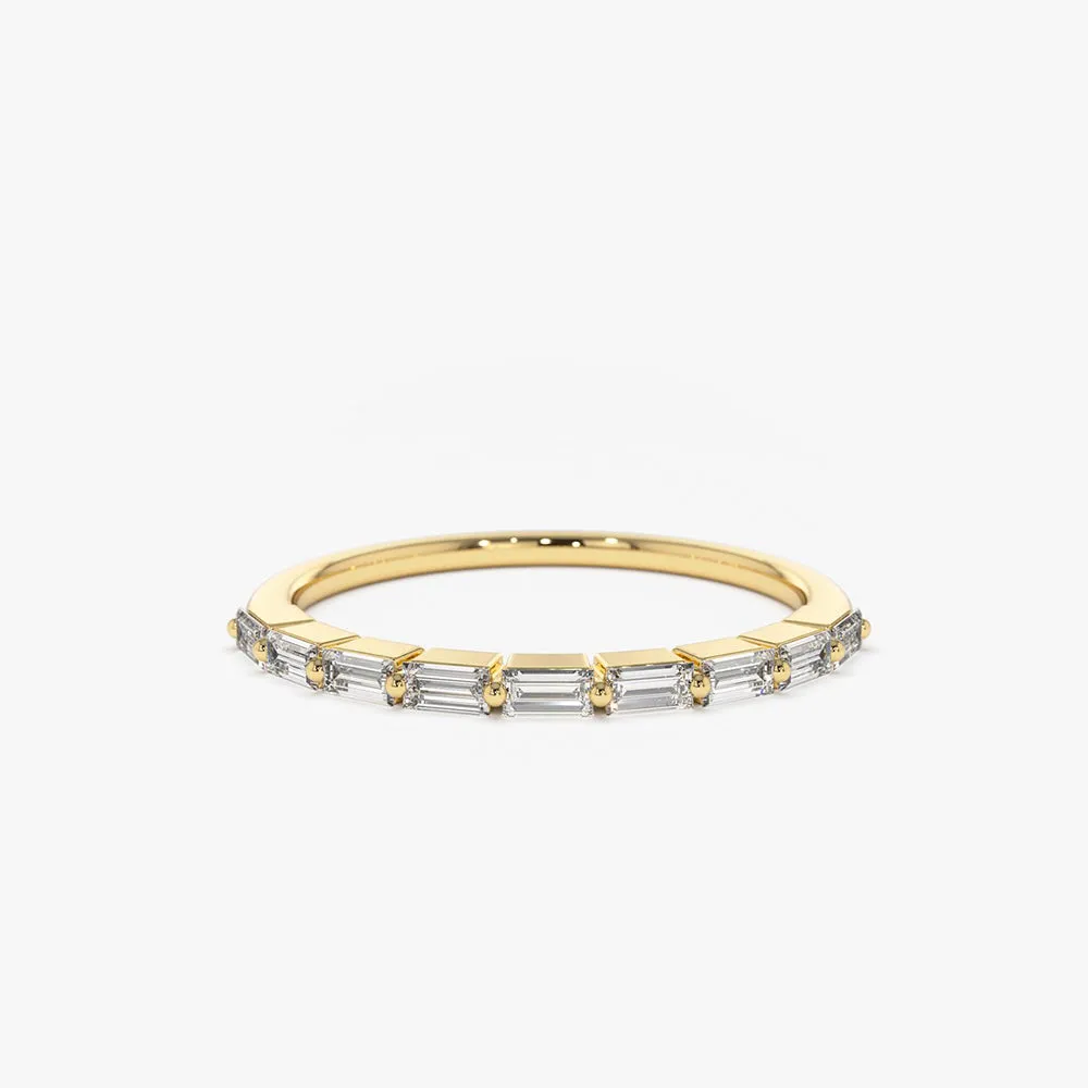Shared Prong Half Eternity Baguette Diamond Ring