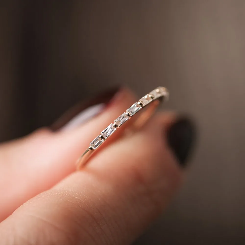 Shared Prong Half Eternity Baguette Diamond Ring - Image 4