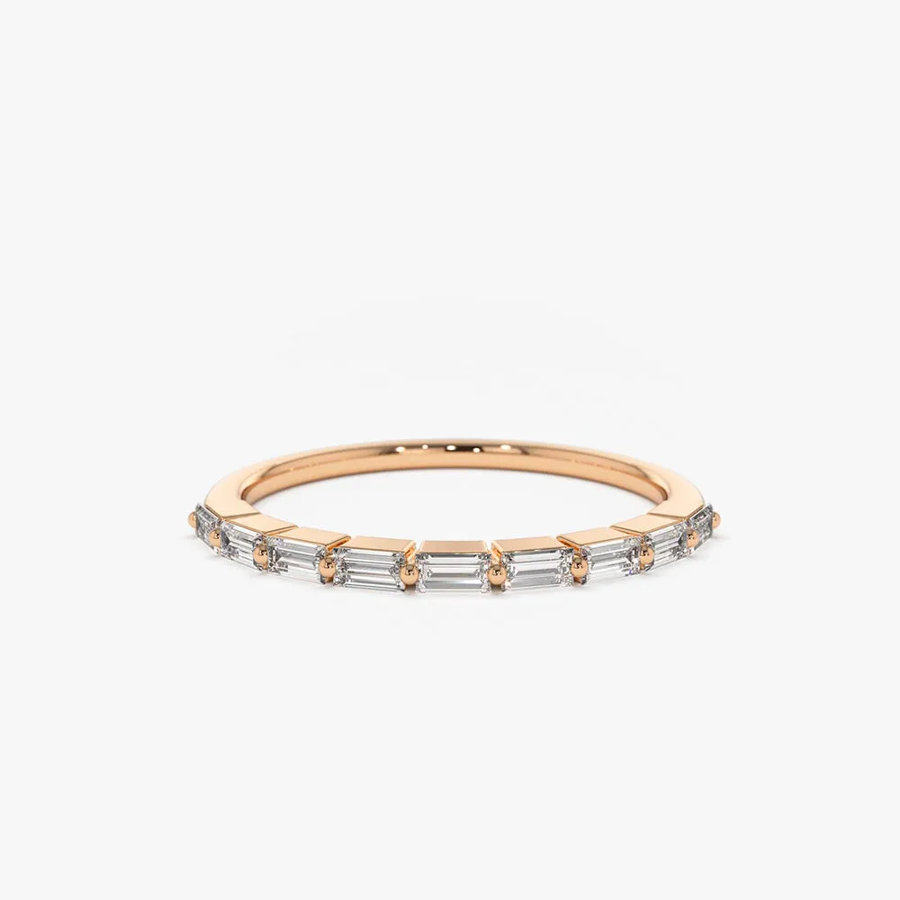 Shared Prong Half Eternity Baguette Diamond Ring - Image 5