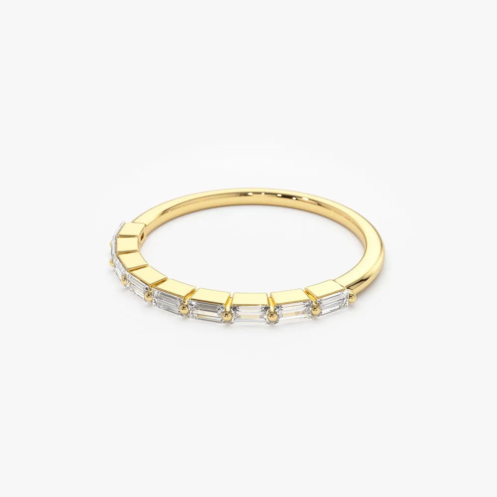 Shared Prong Half Eternity Baguette Diamond Ring - Image 7