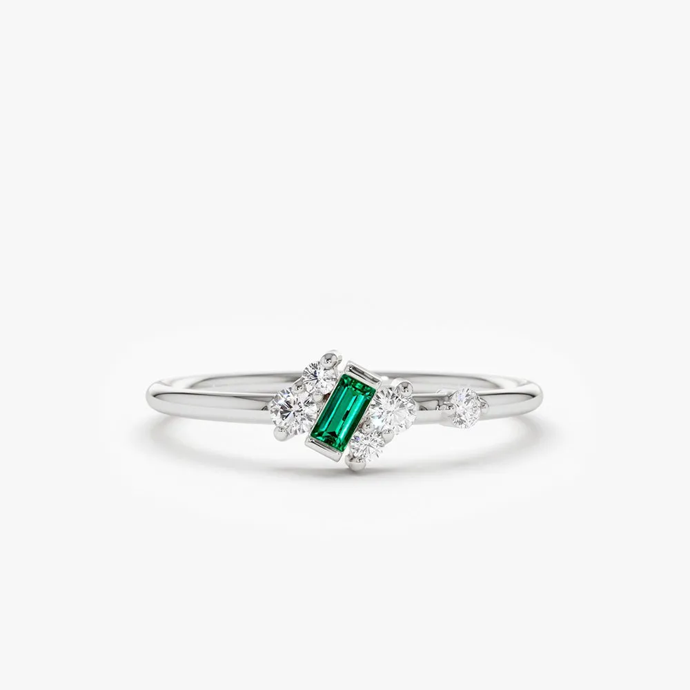 Slanted Baguette Emerald Ring - Image 5