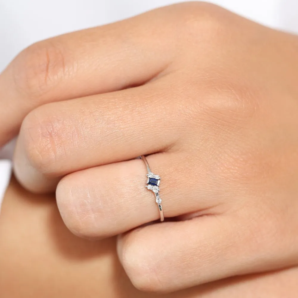 Slanted Baguette Sapphire Ring - Image 3