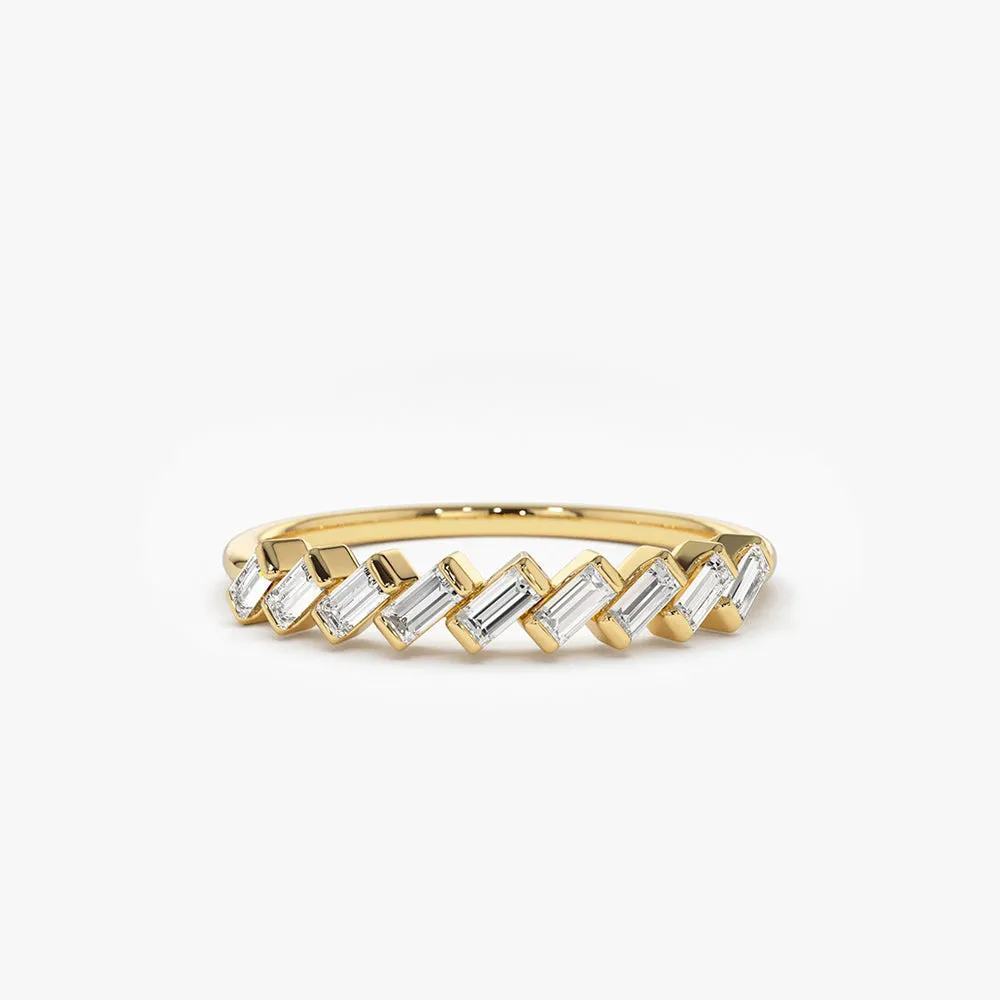 Slanted Channel Set Baguette Diamond Ring