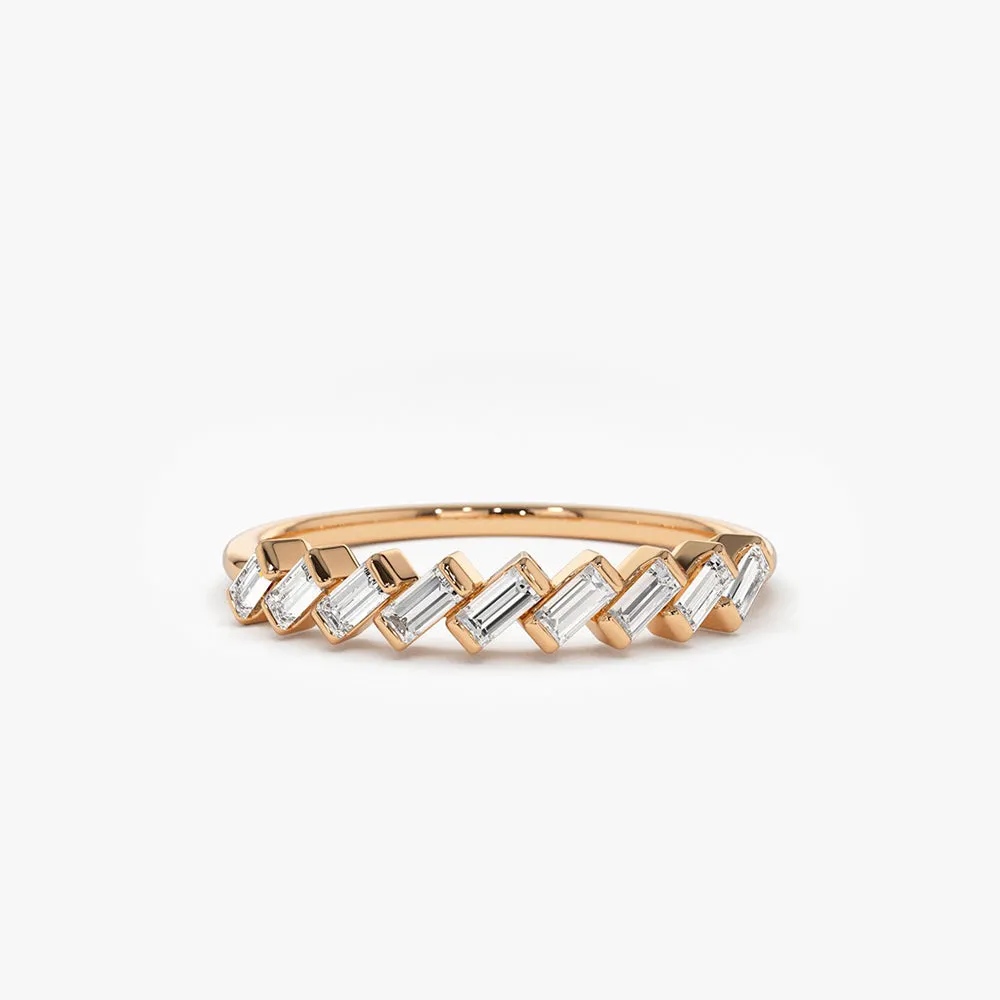Slanted Channel Set Baguette Diamond Ring - Image 4