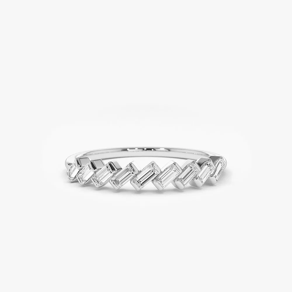 Slanted Channel Set Baguette Diamond Ring - Image 5