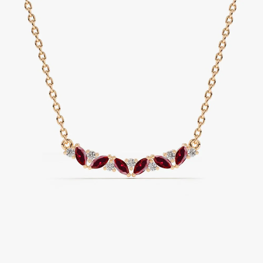 Slanted Ruby and Round Diamond Necklace - Image 5