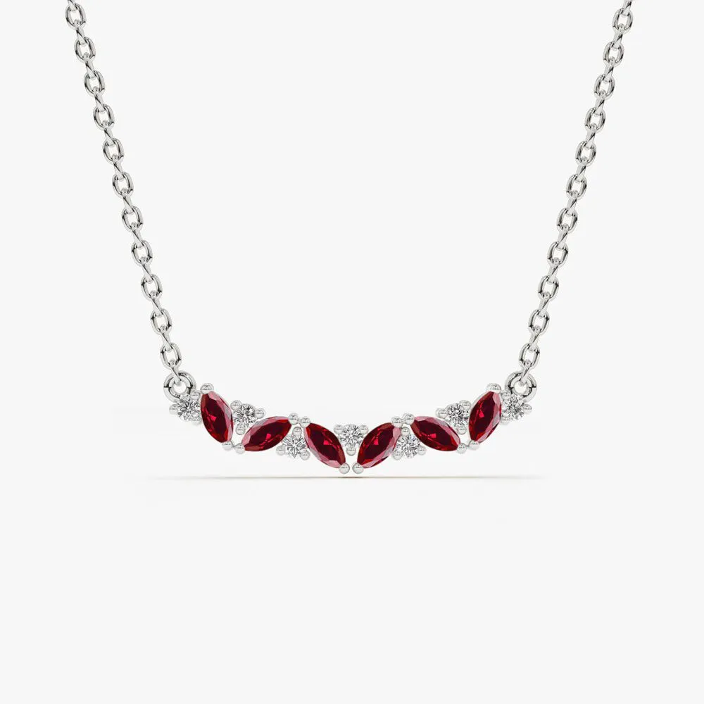 Slanted Ruby and Round Diamond Necklace - Image 6