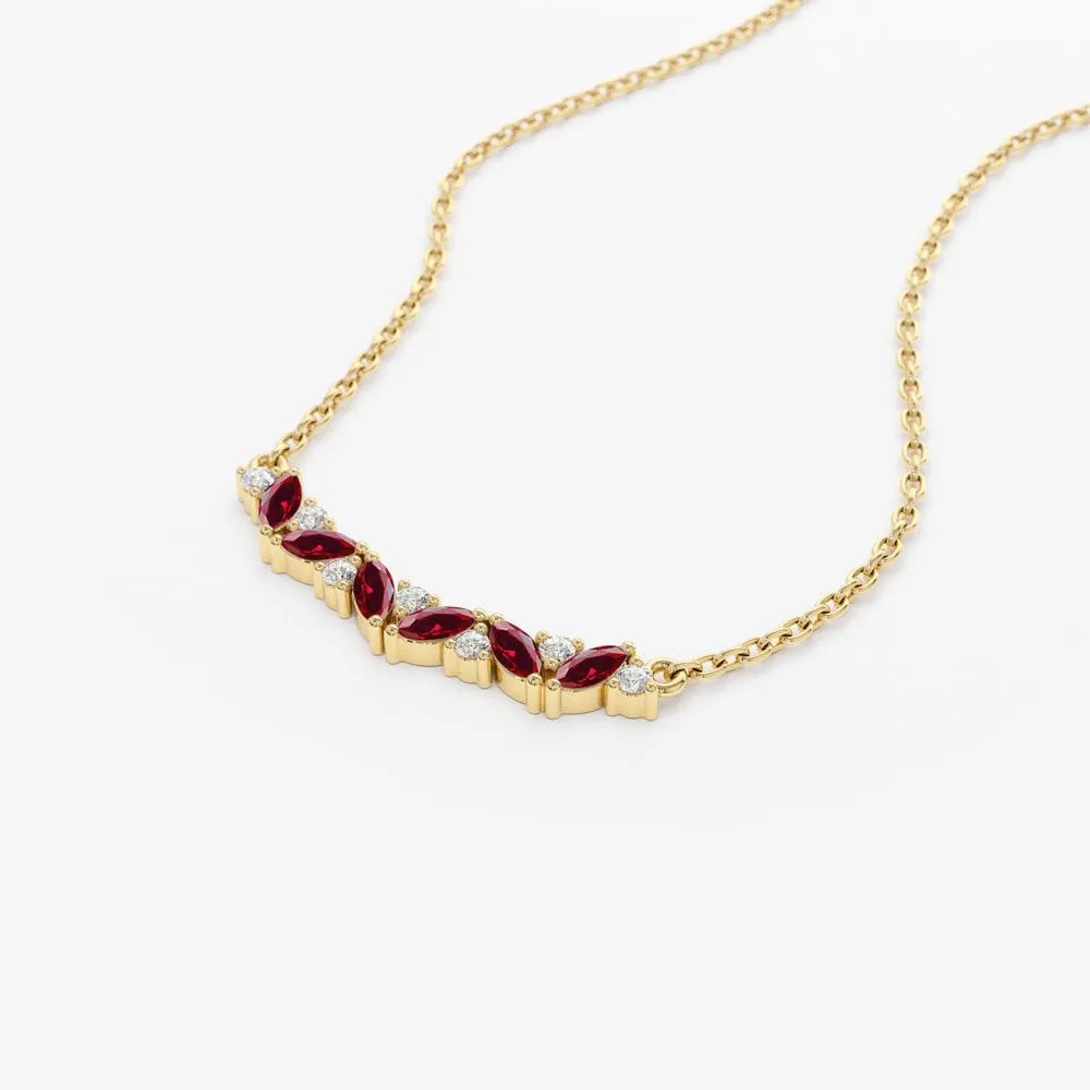Slanted Ruby and Round Diamond Necklace - Image 7