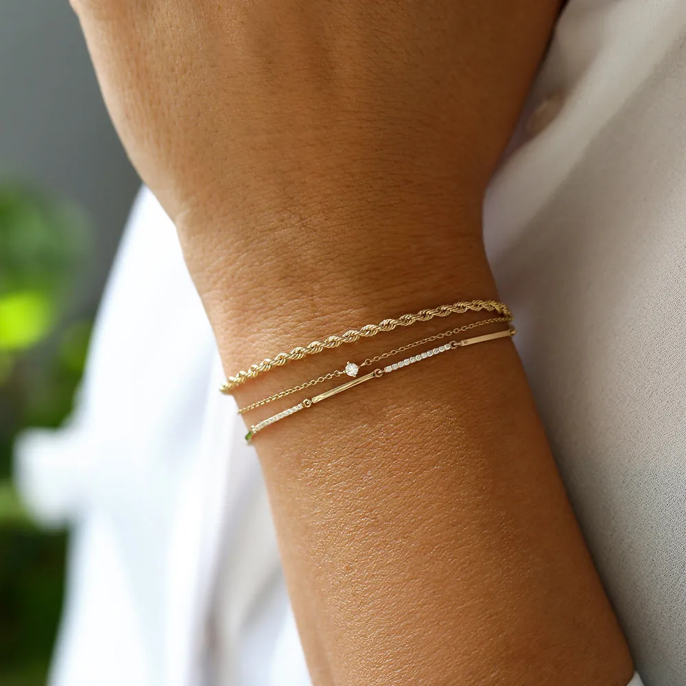 Solid Gold Pave Diamond Bar Bracelet - Image 2