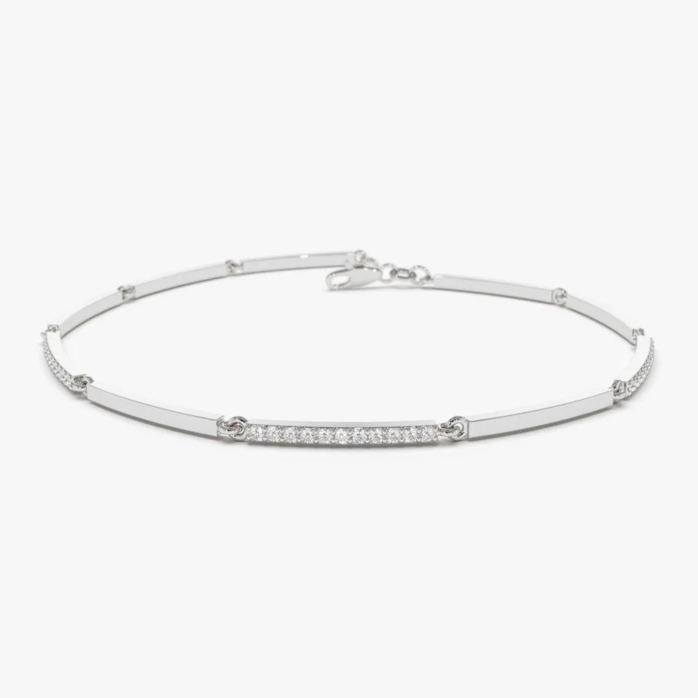 Solid Gold Pave Diamond Bar Bracelet - Image 6
