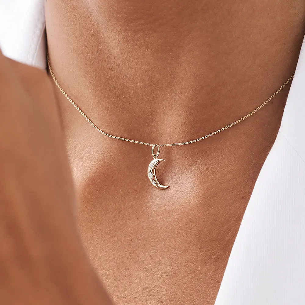 Star Setting Crescent Diamond Necklace - Image 5