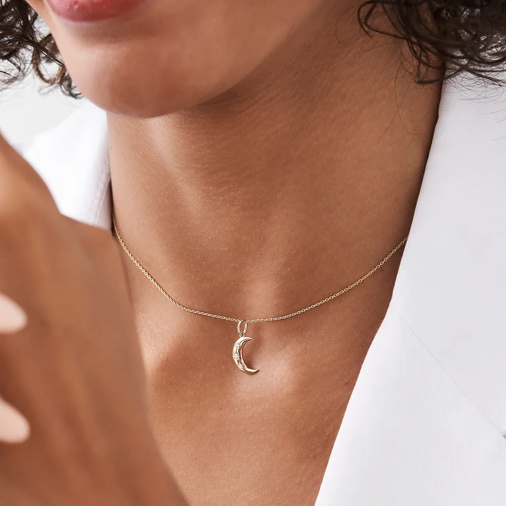 Star Setting Crescent Diamond Necklace - Image 3