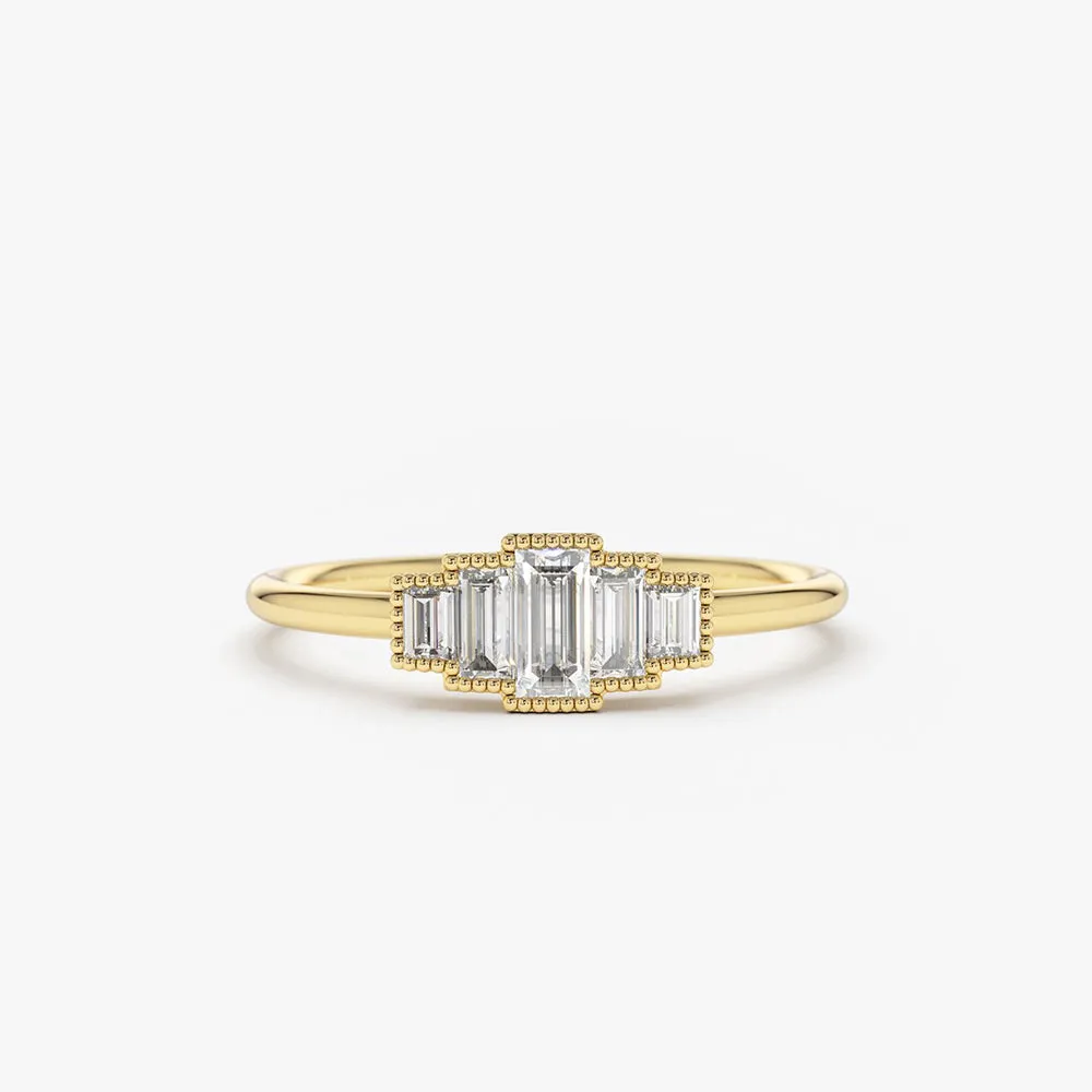 Step Cut Baguette Diamond Ring