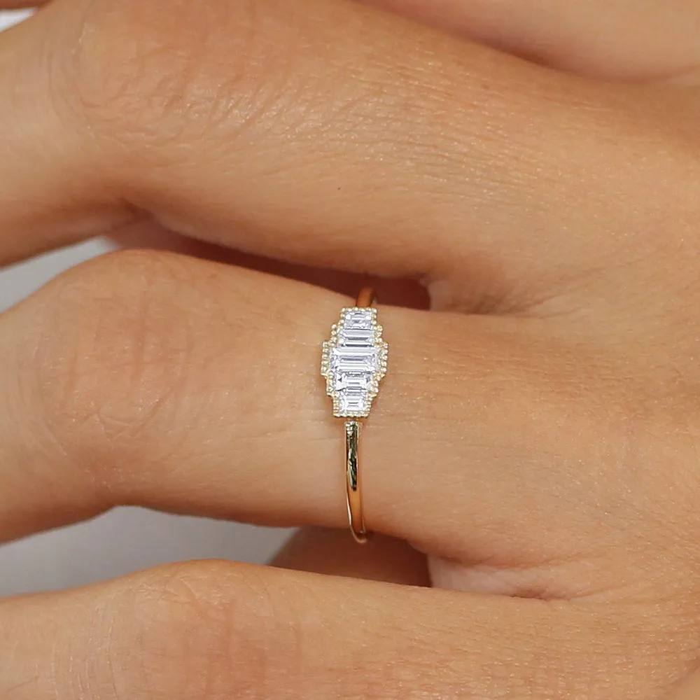 Step Cut Baguette Diamond Ring - Image 2