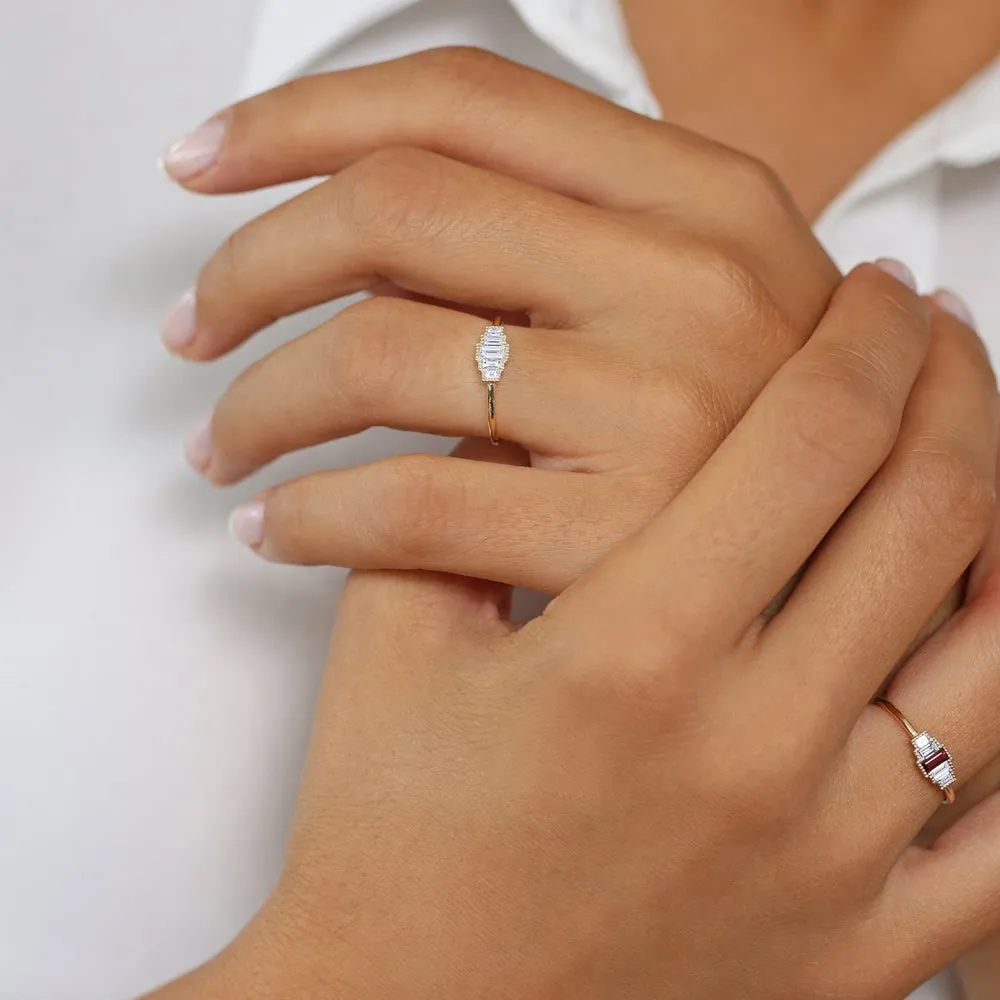 Step Cut Baguette Diamond Ring - Image 4