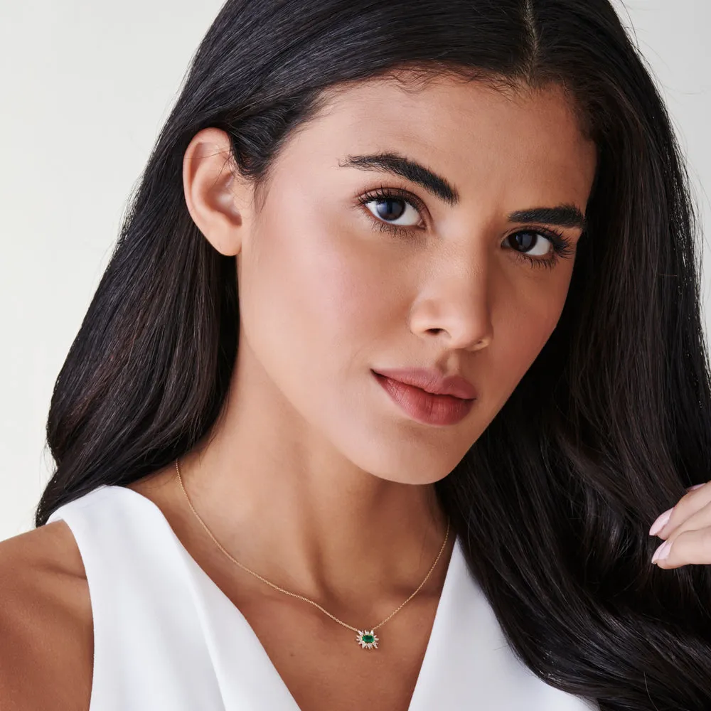 Tapered Baguette Diamond Emerald Necklace - Image 6