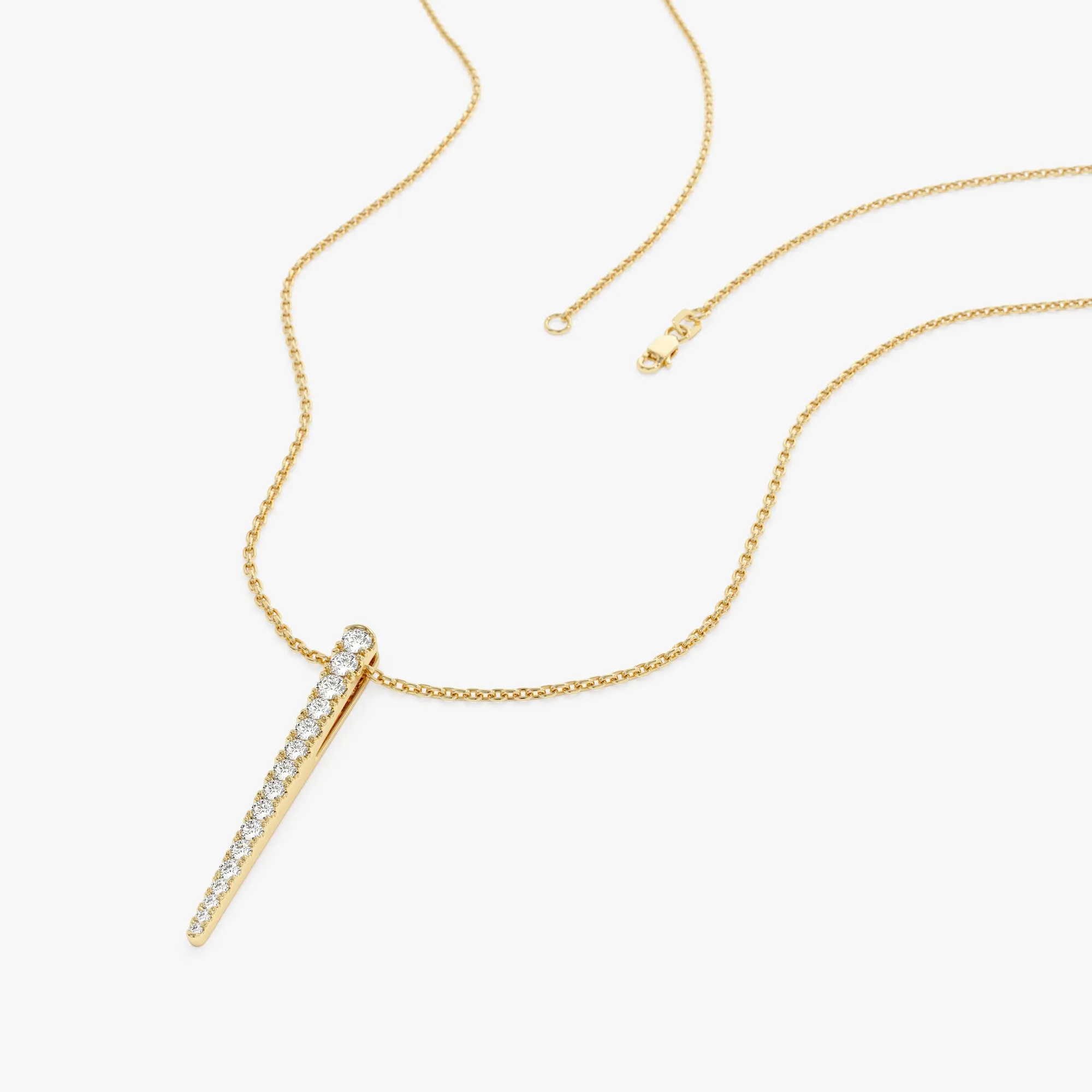 Tapered Diamond Bar Necklace - Image 9