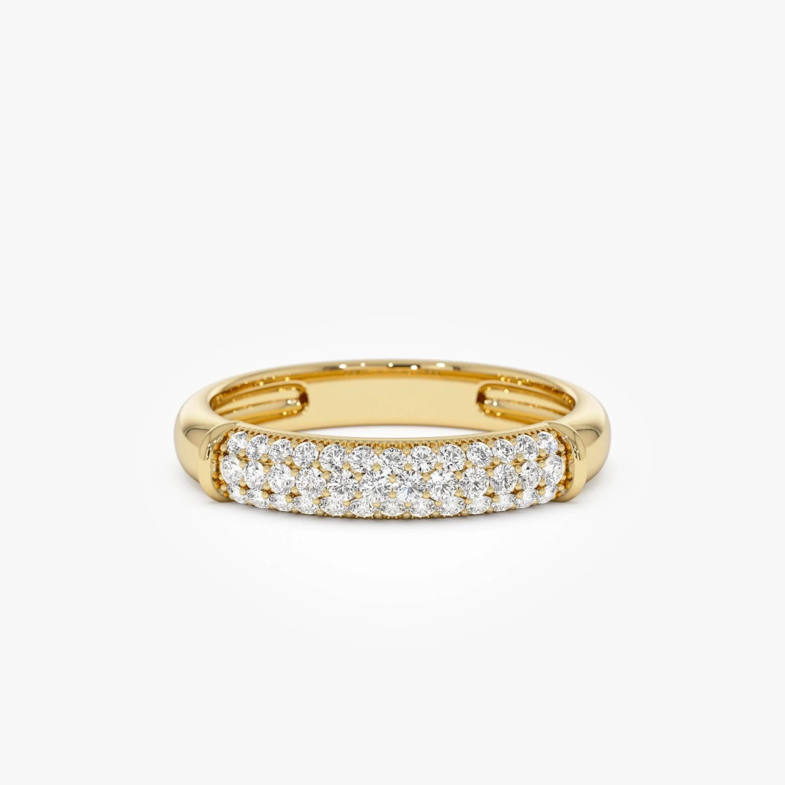 Three Row Diamond Pave Band