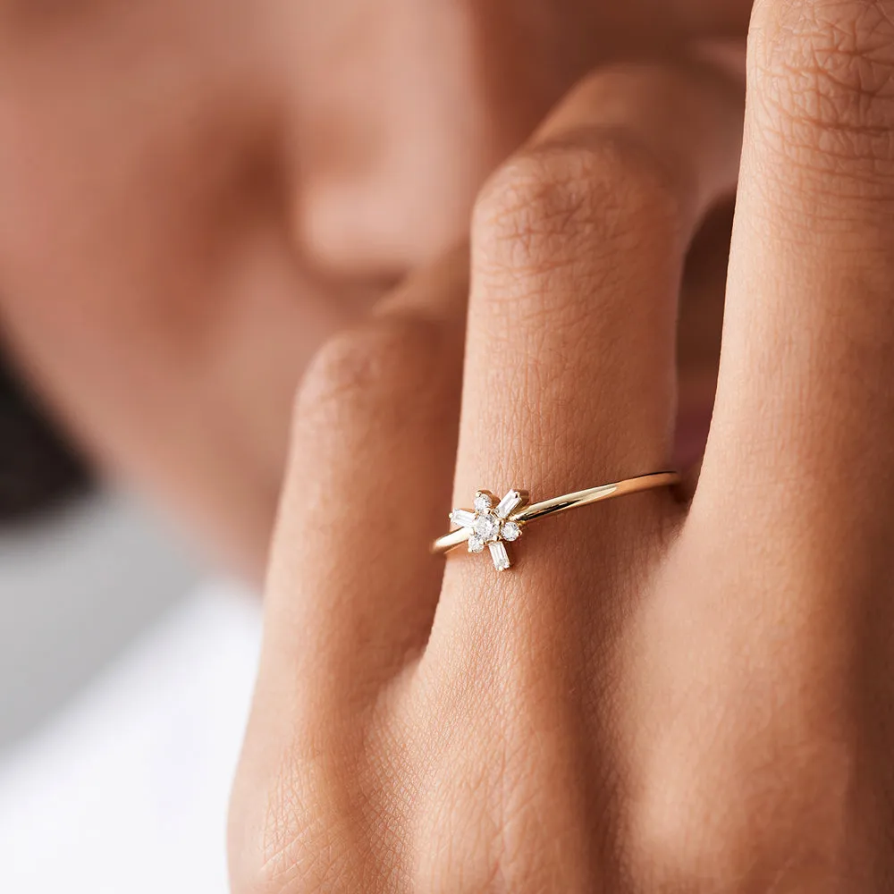 Triangle Shape Baguette Round Diamond Stacking Ring - Image 2