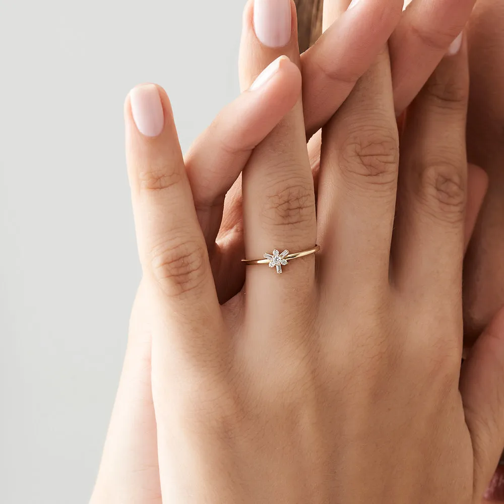 Triangle Shape Baguette Round Diamond Stacking Ring - Image 3