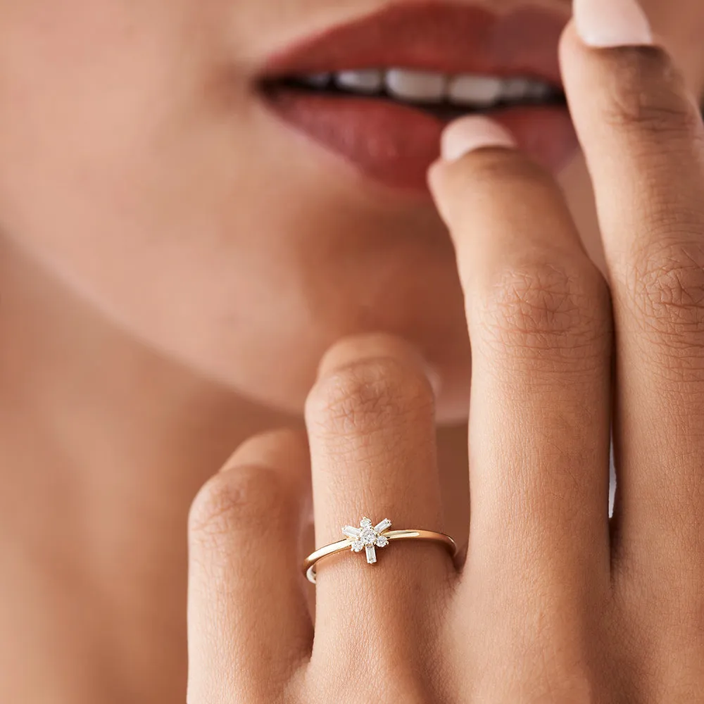 Triangle Shape Baguette Round Diamond Stacking Ring - Image 4