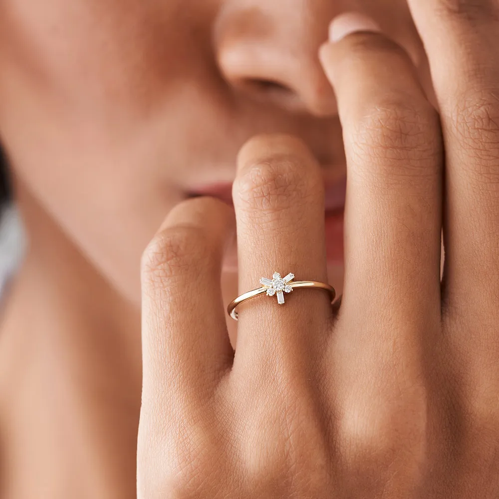 Triangle Shape Baguette Round Diamond Stacking Ring - Image 5