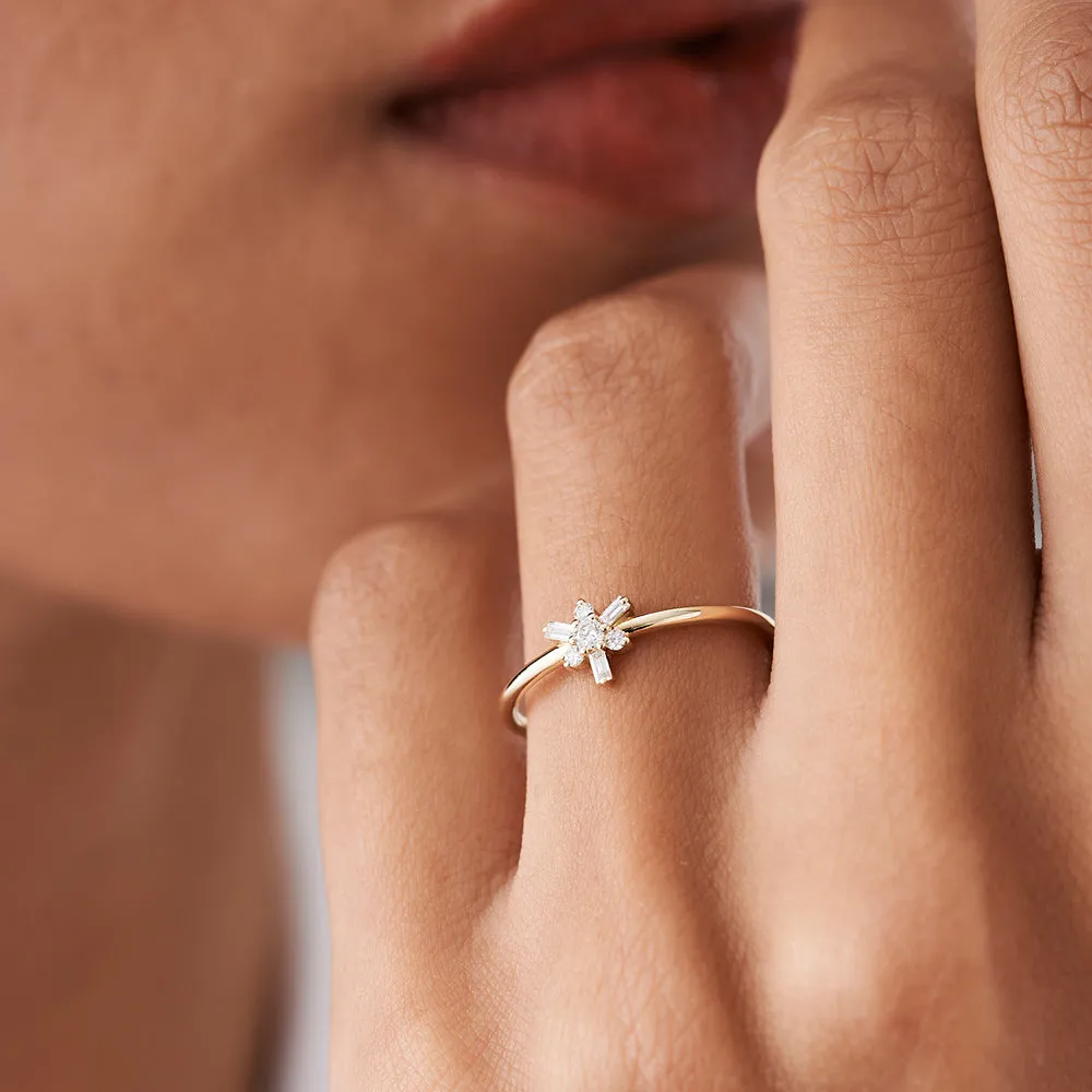 Triangle Shape Baguette Round Diamond Stacking Ring - Image 6