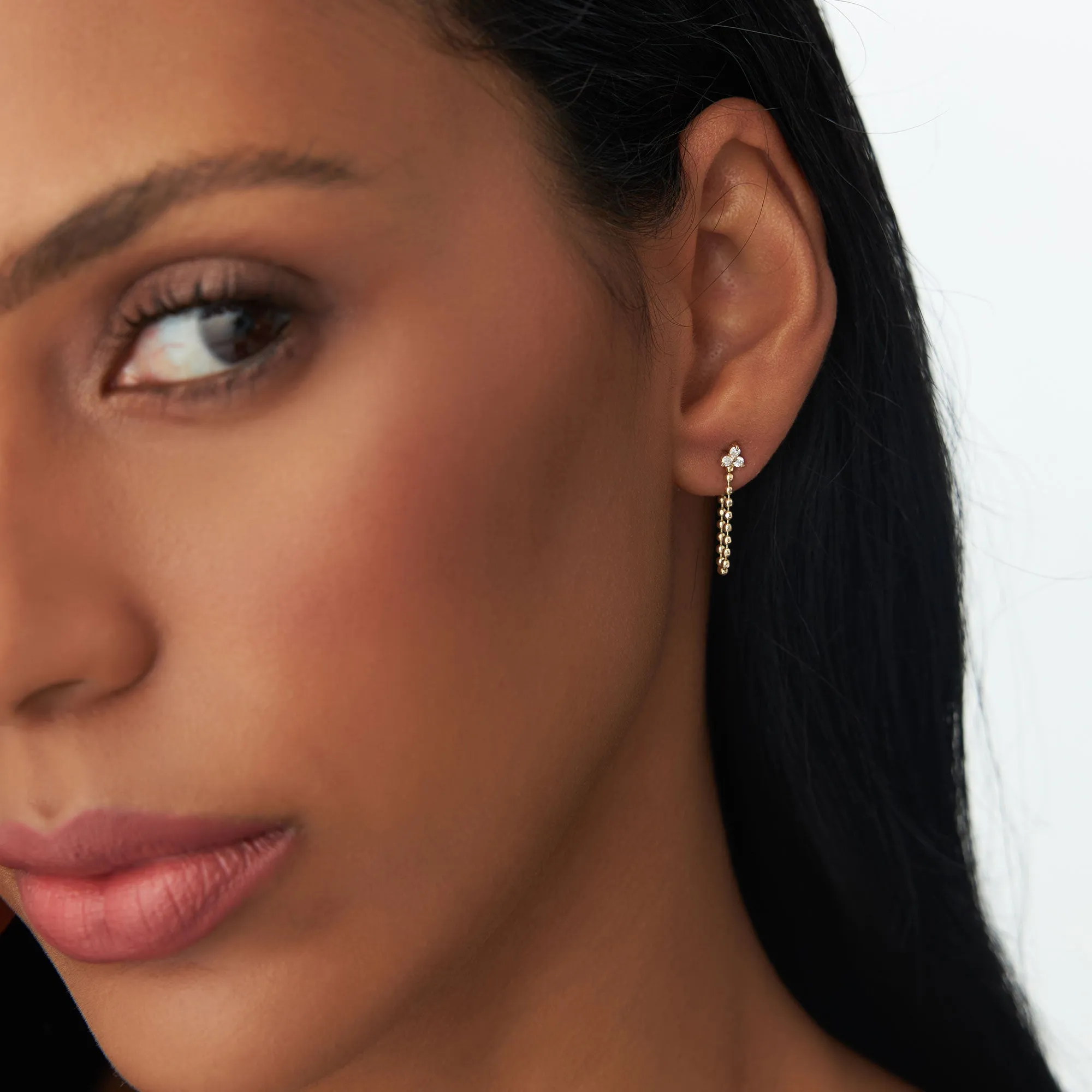 Trio Diamond Beaded Dangling Earrings - Image 3