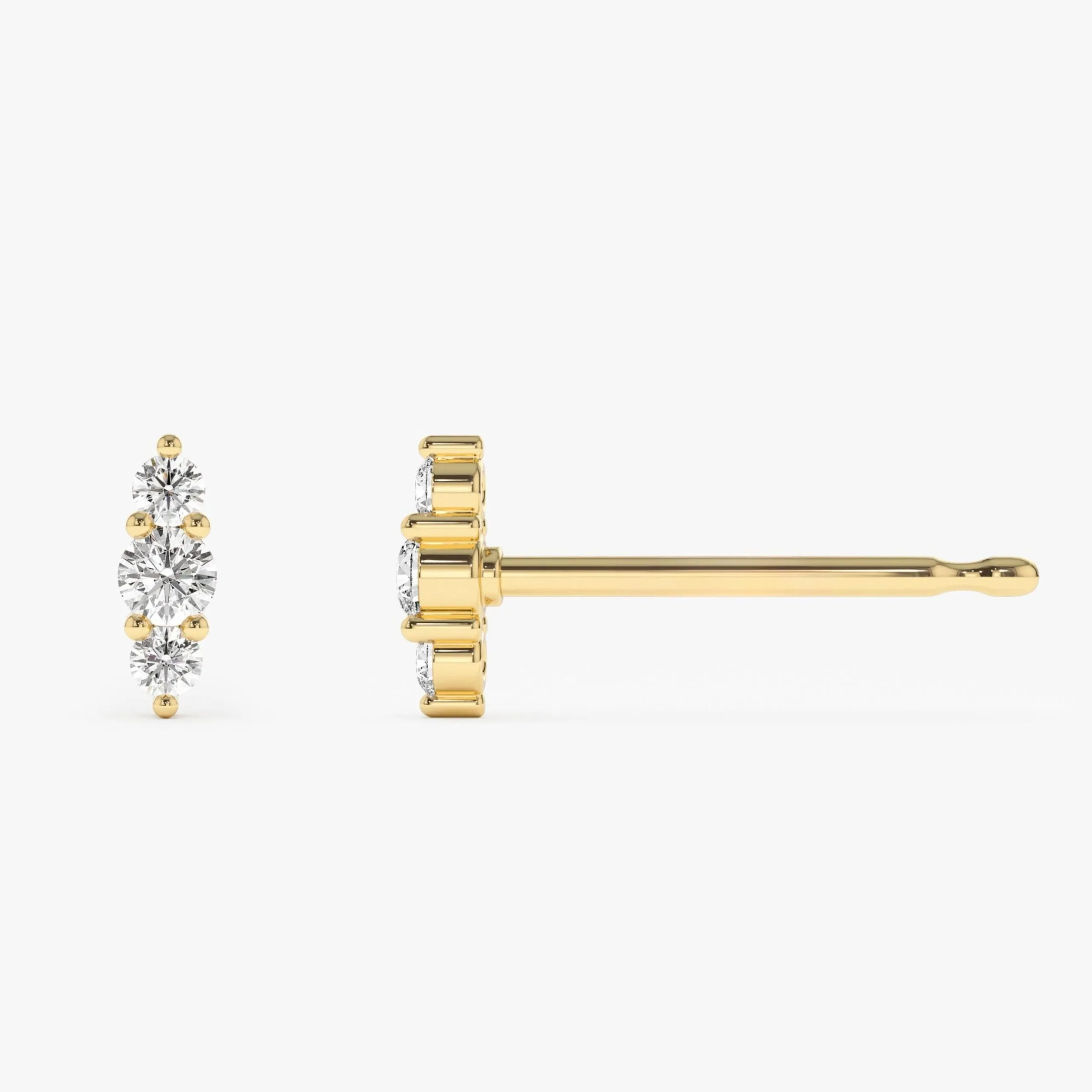 Triple Diamond Stud Earrings - Image 2