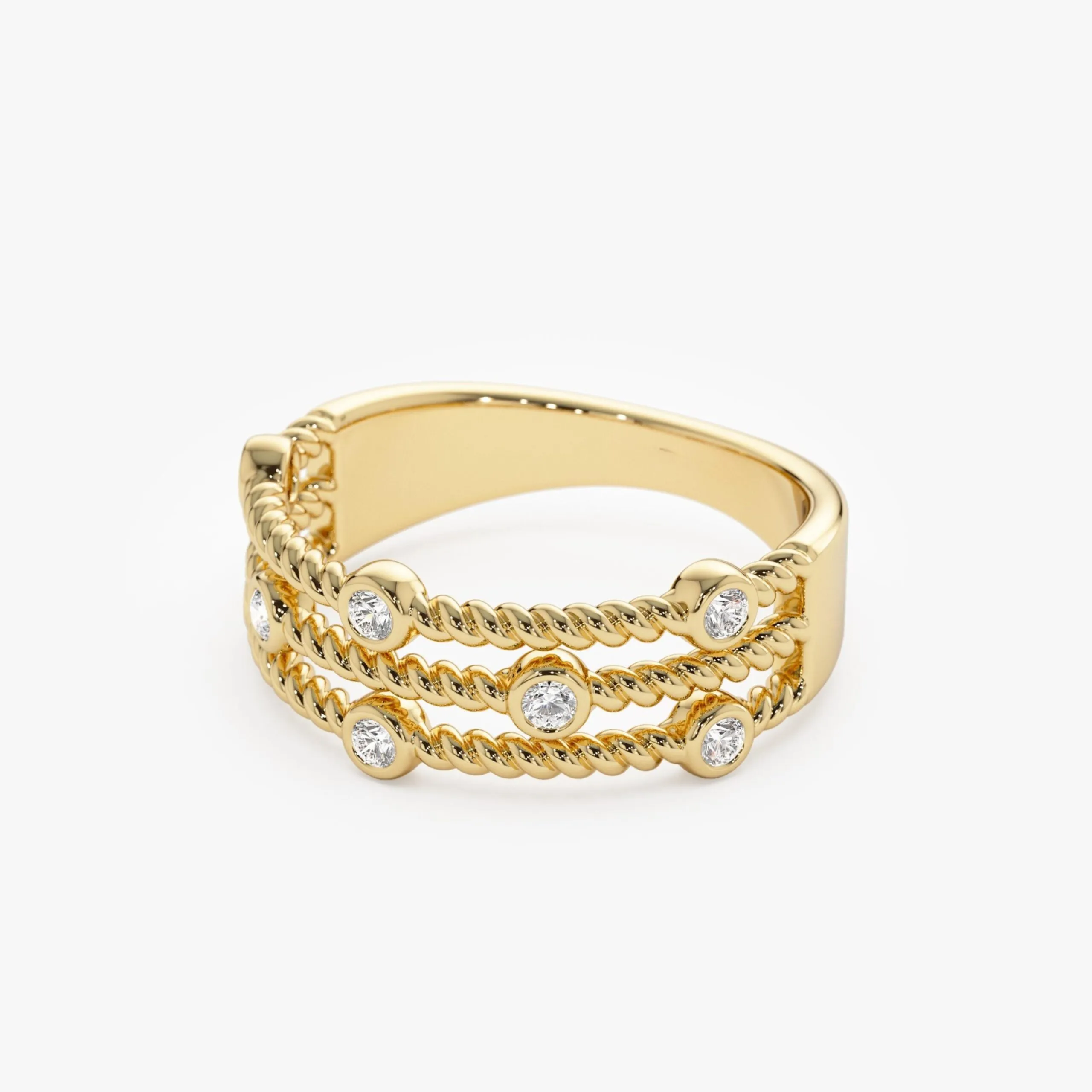 Twisted Rope Triple Diamond Ring - Image 4
