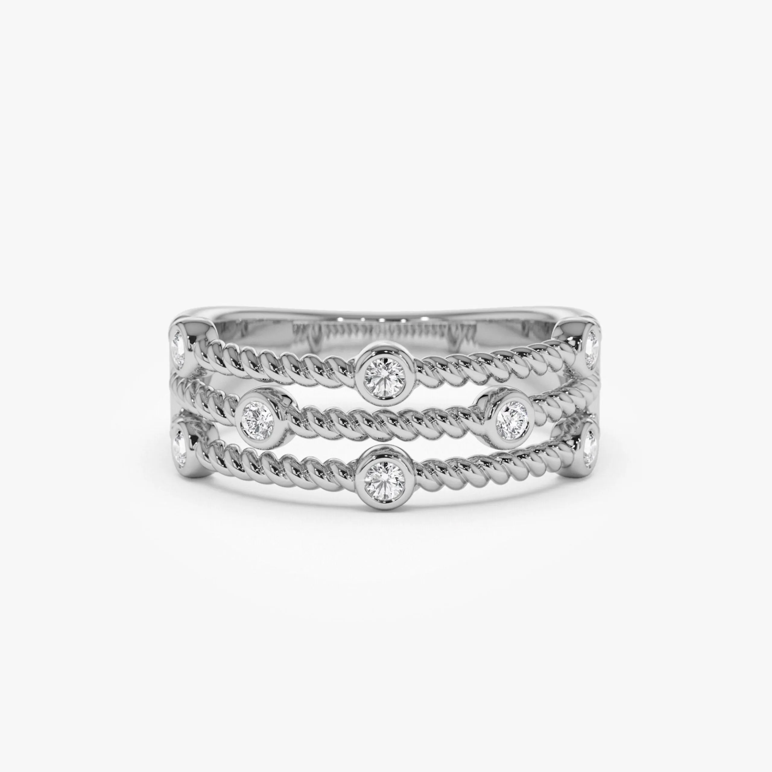 Twisted Rope Triple Diamond Ring - Image 2