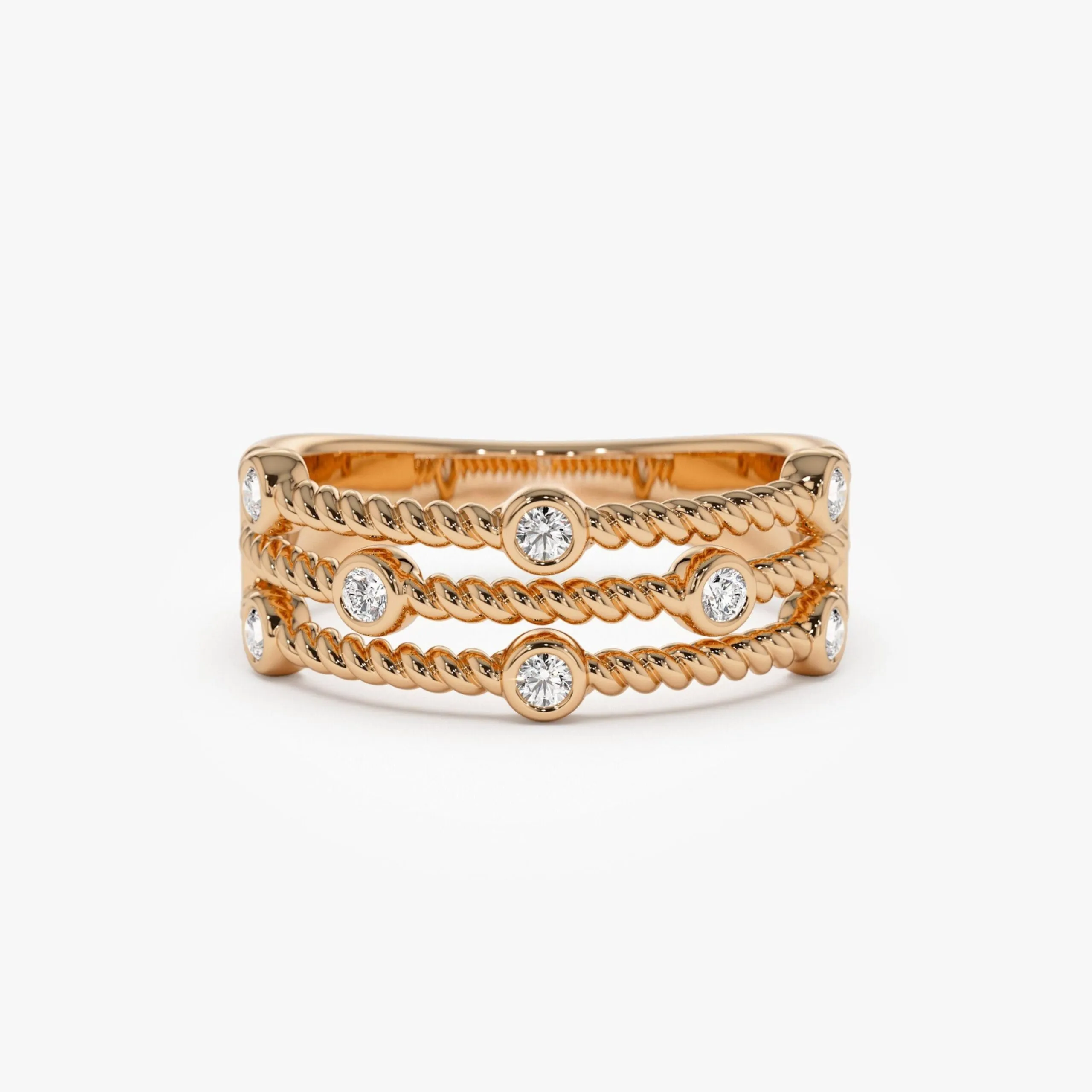 Twisted Rope Triple Diamond Ring - Image 3