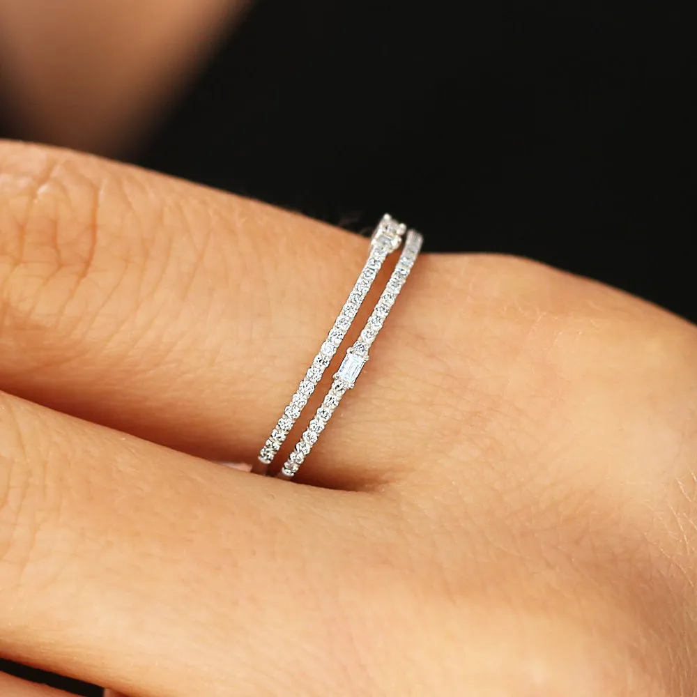 Unique Double Row Micro Pave Statement Ring - Image 2